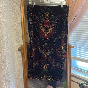 Y2K bisou bisou velvet jewel patterned pencil skirt perfect for holiday parties